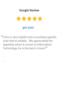 Five-star Google review praising reliable and courteous IT support and information technology expertise.
